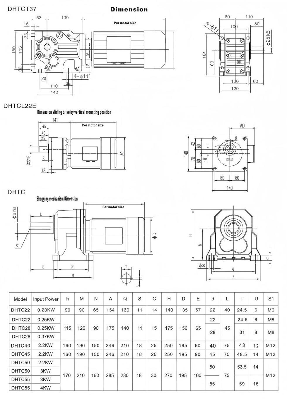 Elevating DHTC series reducer